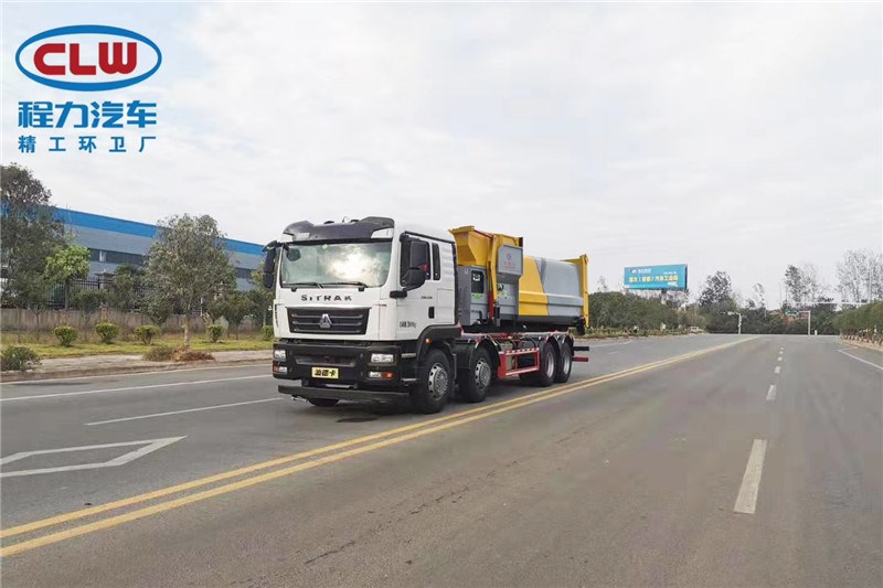 國(guó)六重汽前四后八30噸勾臂垃圾車(chē)